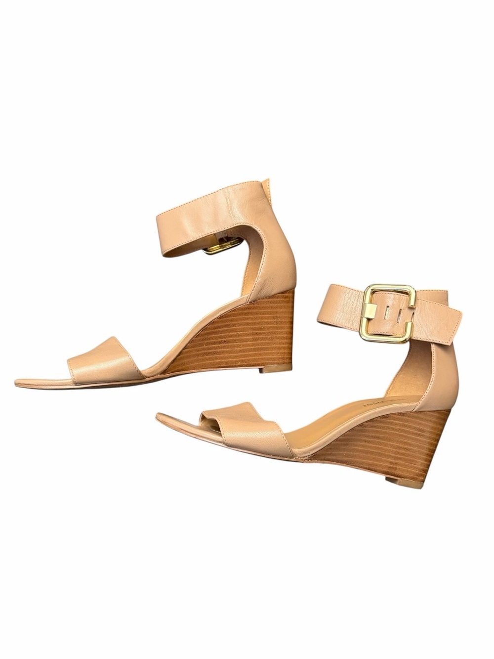 Nine West Beige Leather Ankle-Strap Wedge Sandals Size 6.5 - Picture 6 of 11